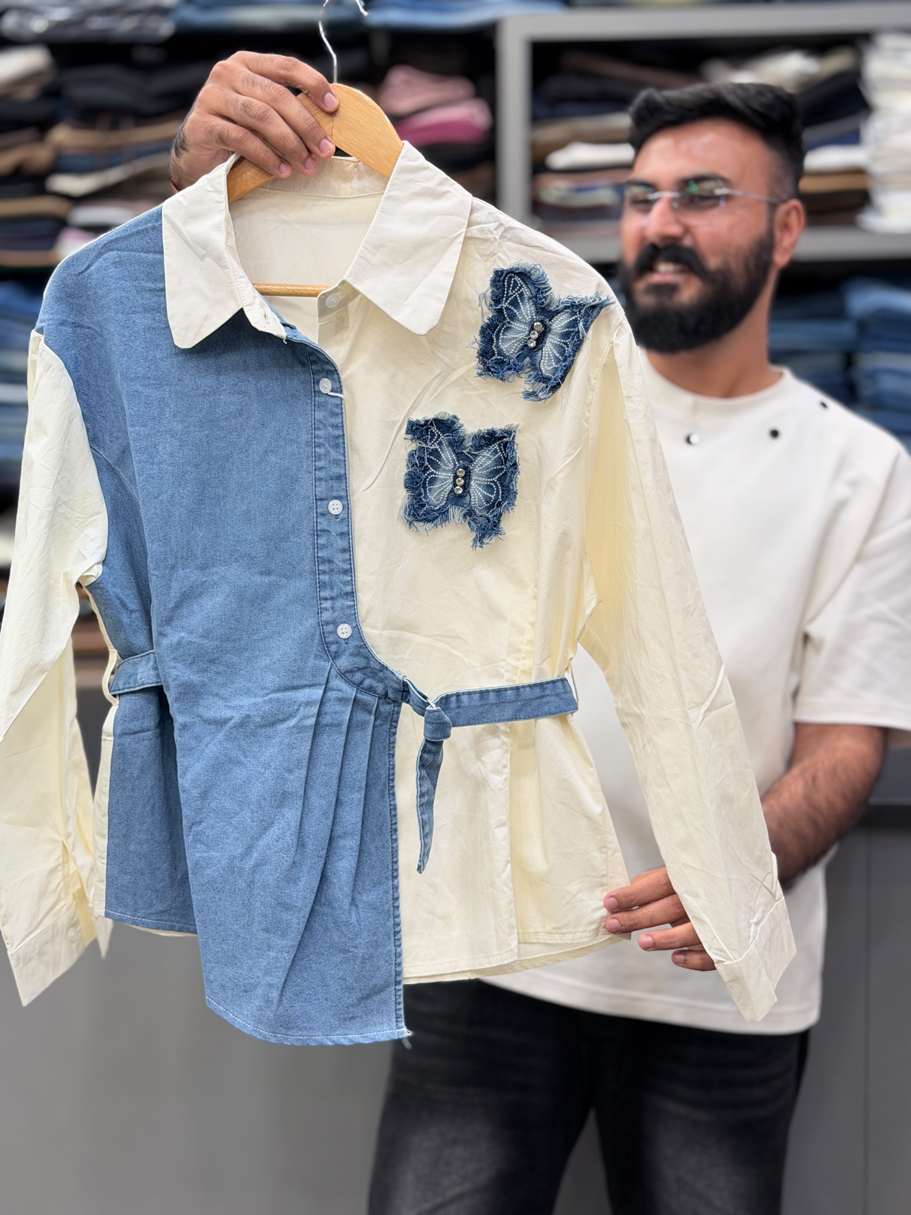One side Denim Top