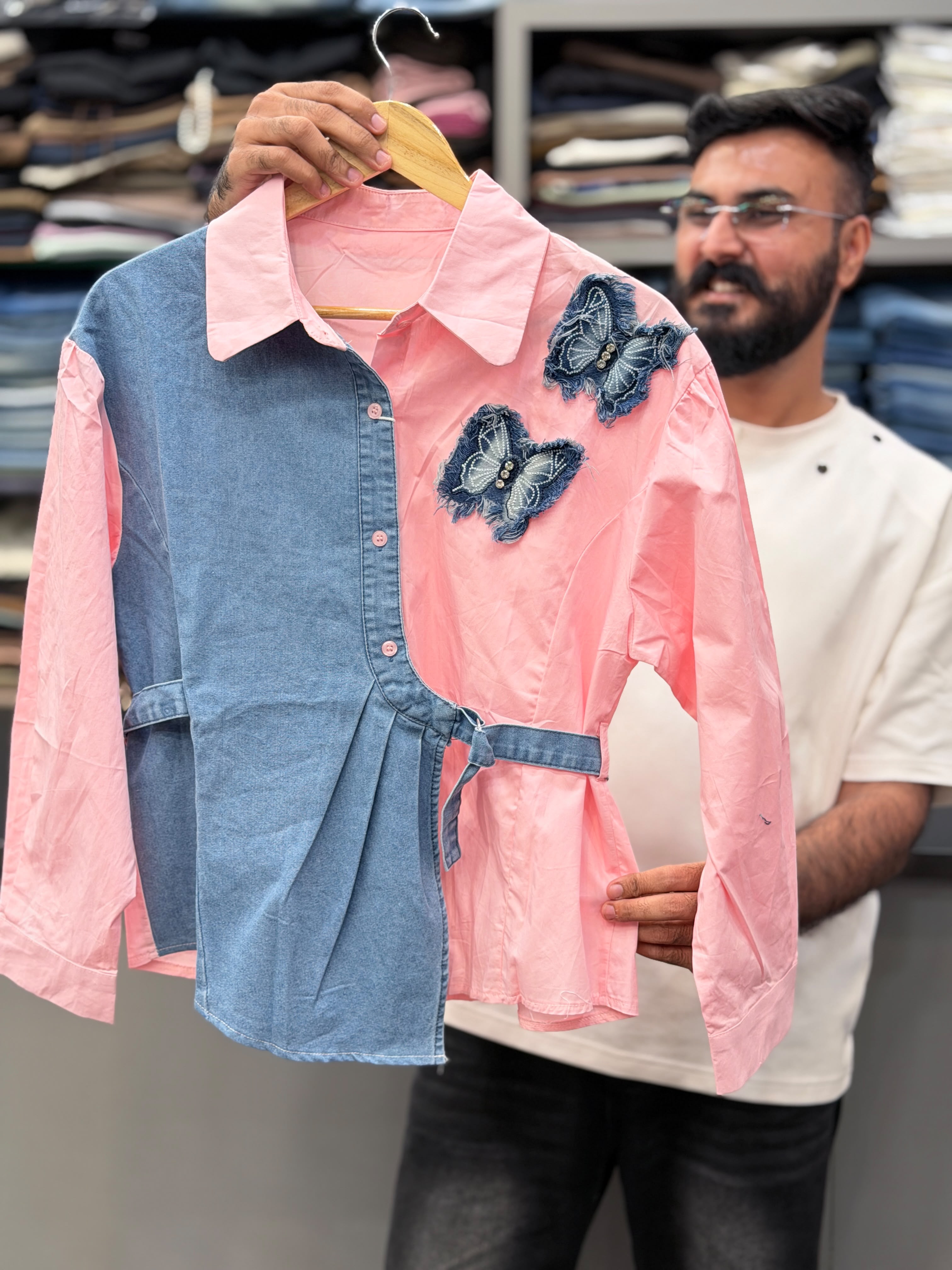 One side Denim Top