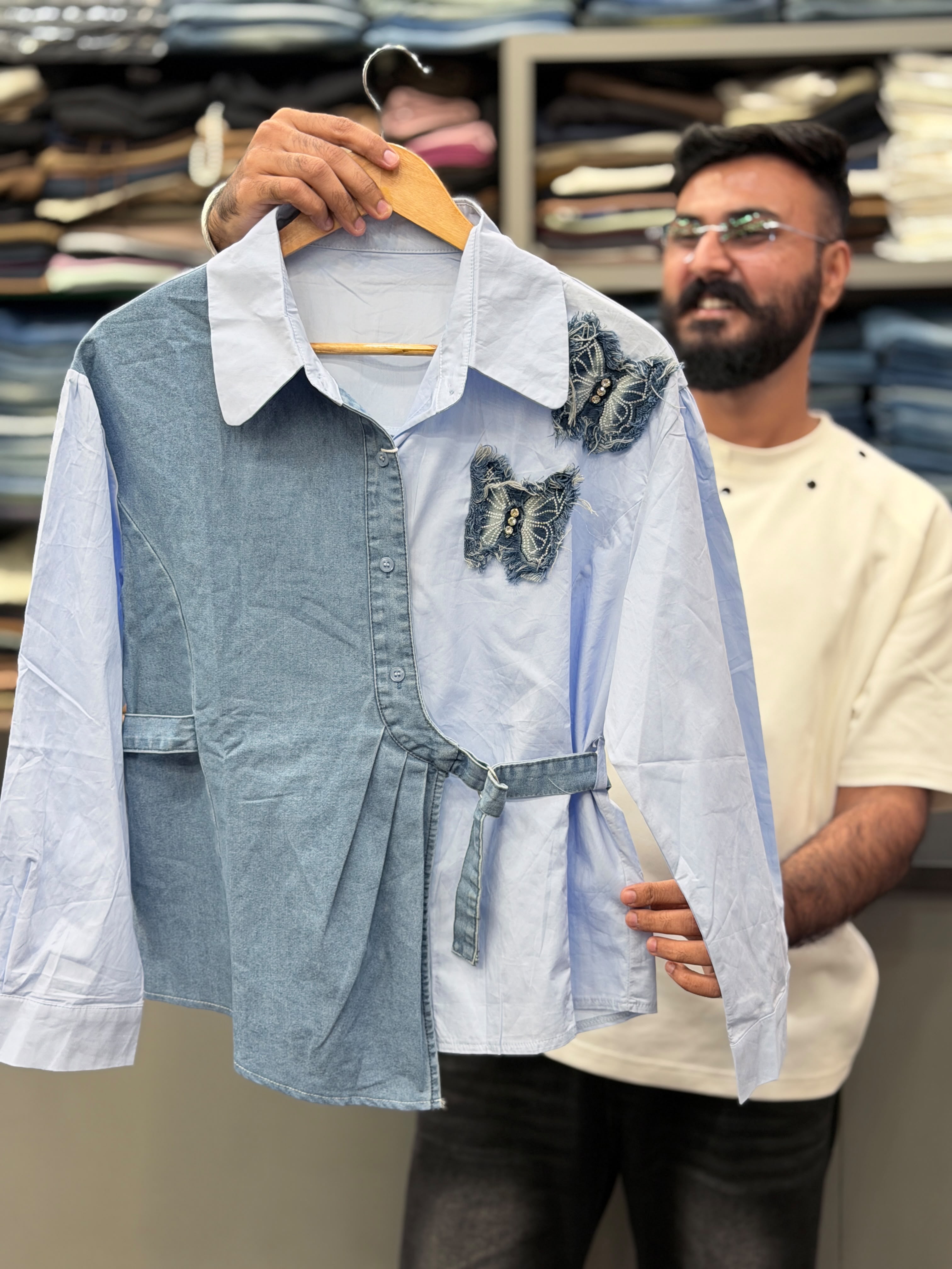 One side Denim Top