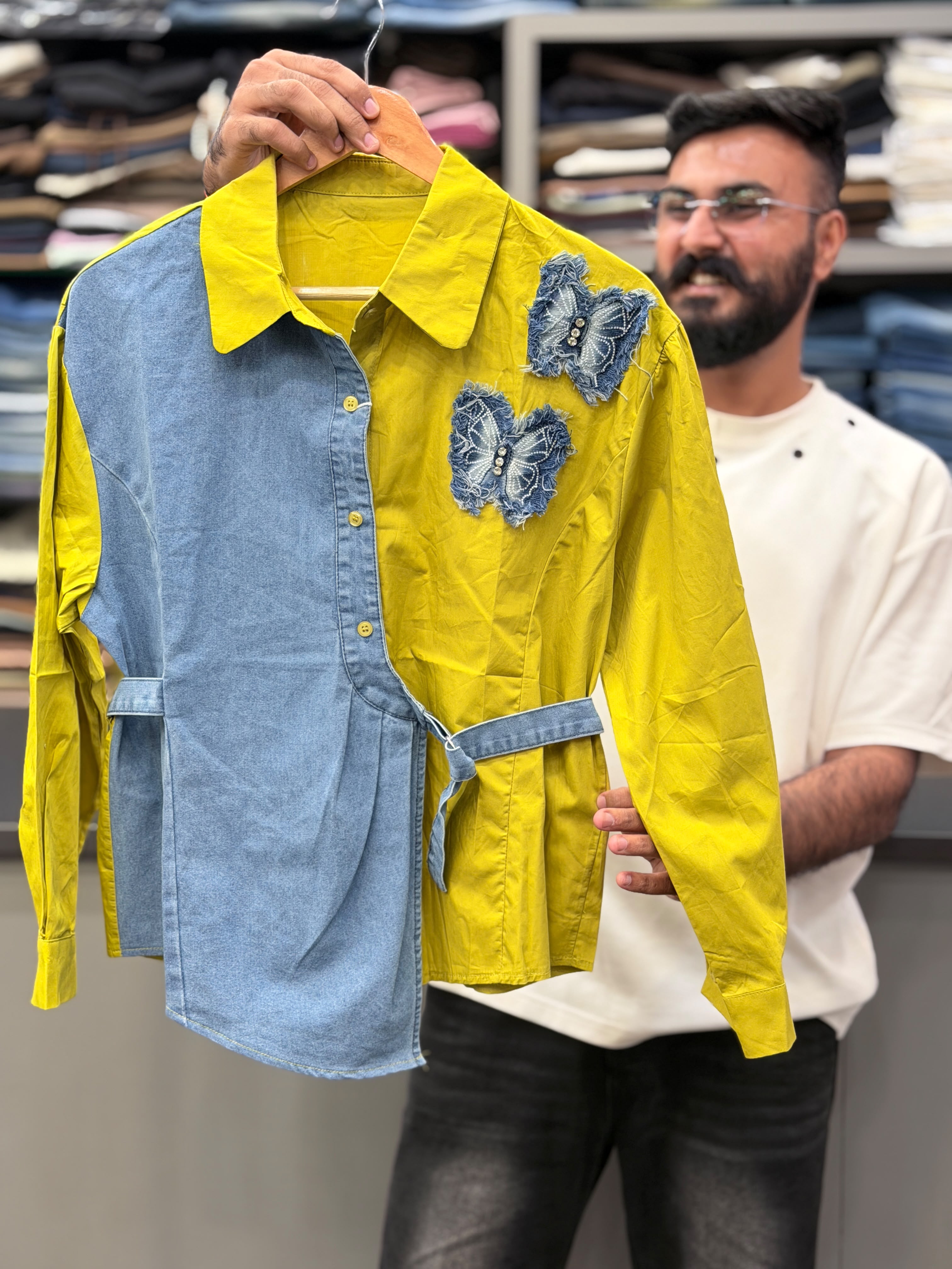 One side Denim Top
